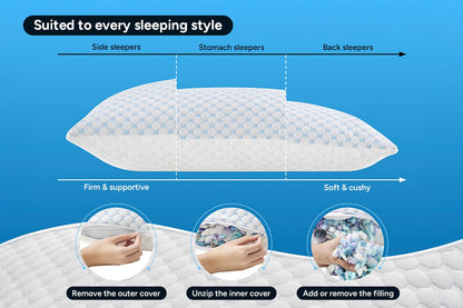 Set of 2 Ovela Adjustable Memory Foam Cooling Pillows