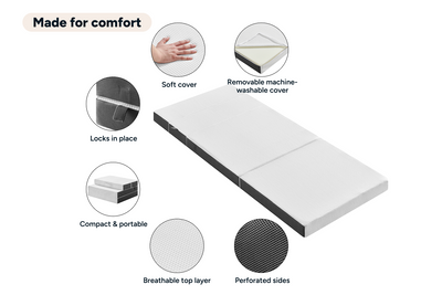 Ovela Folding Sofa Bed Mattress Single White Memory Foam