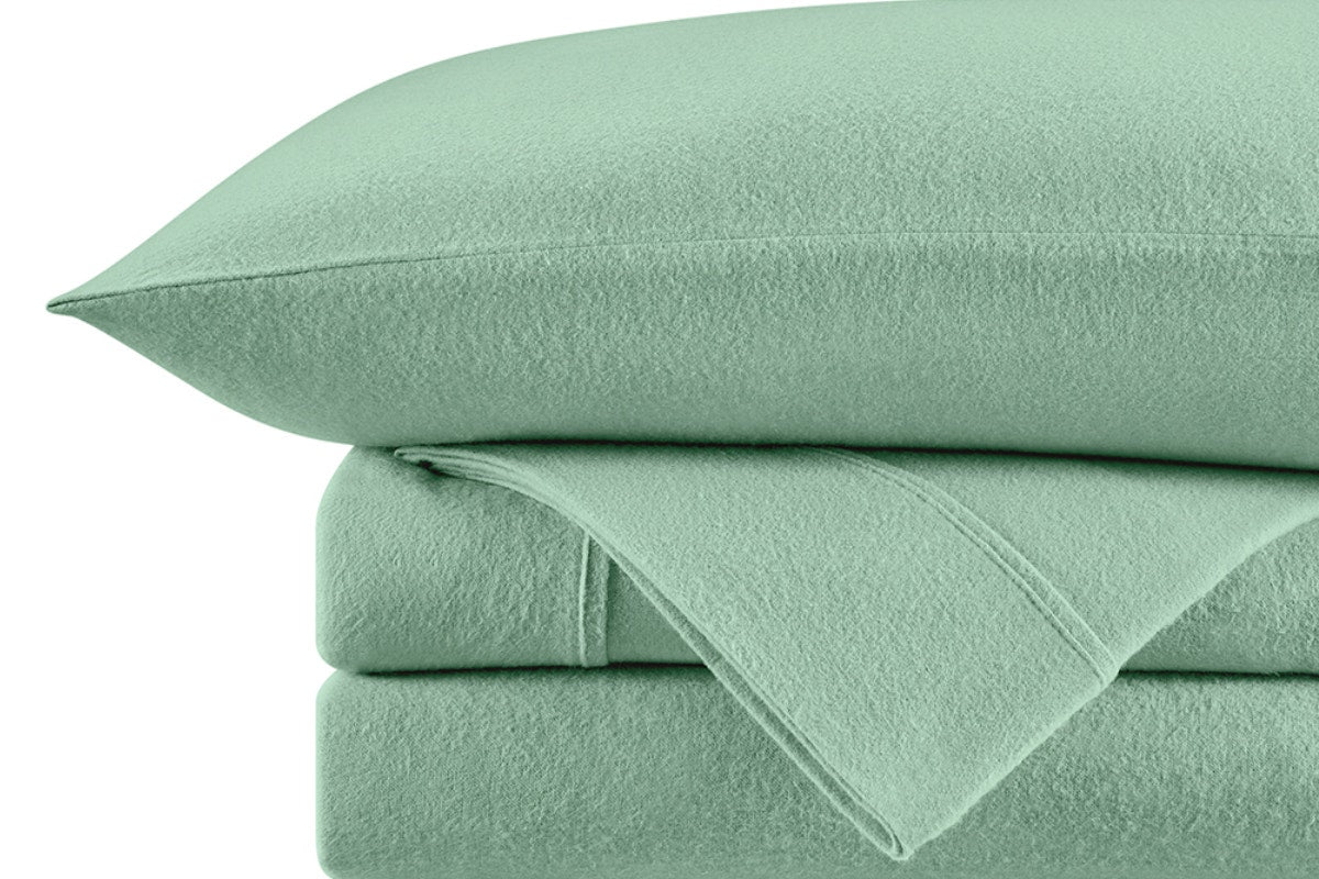 Ovela 150GSM Cotton Flannelette Bed Sheet Set (Iceberg Green, Single)