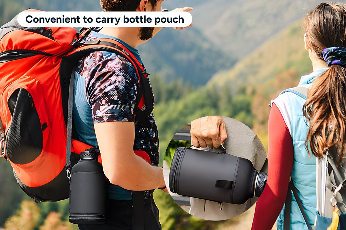 Ovela 2L Insulated Stainless Steel Water Bottle with 3 Lid Attachments