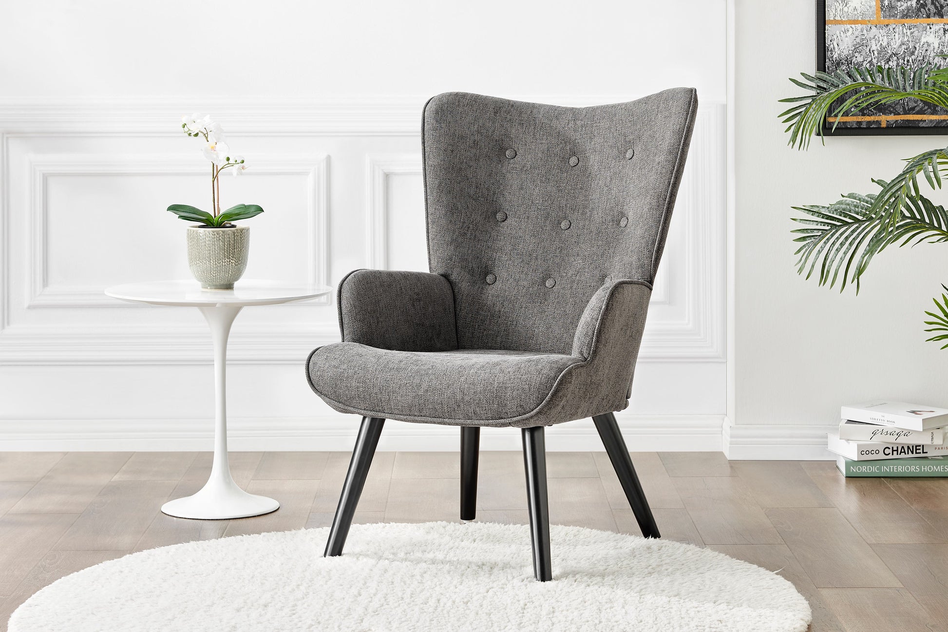 Ovela Henry High Back Armchair (Charcoal)