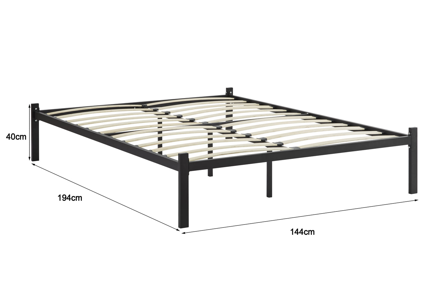 Ovela Hindmarsh Metal Bed - Black; Double