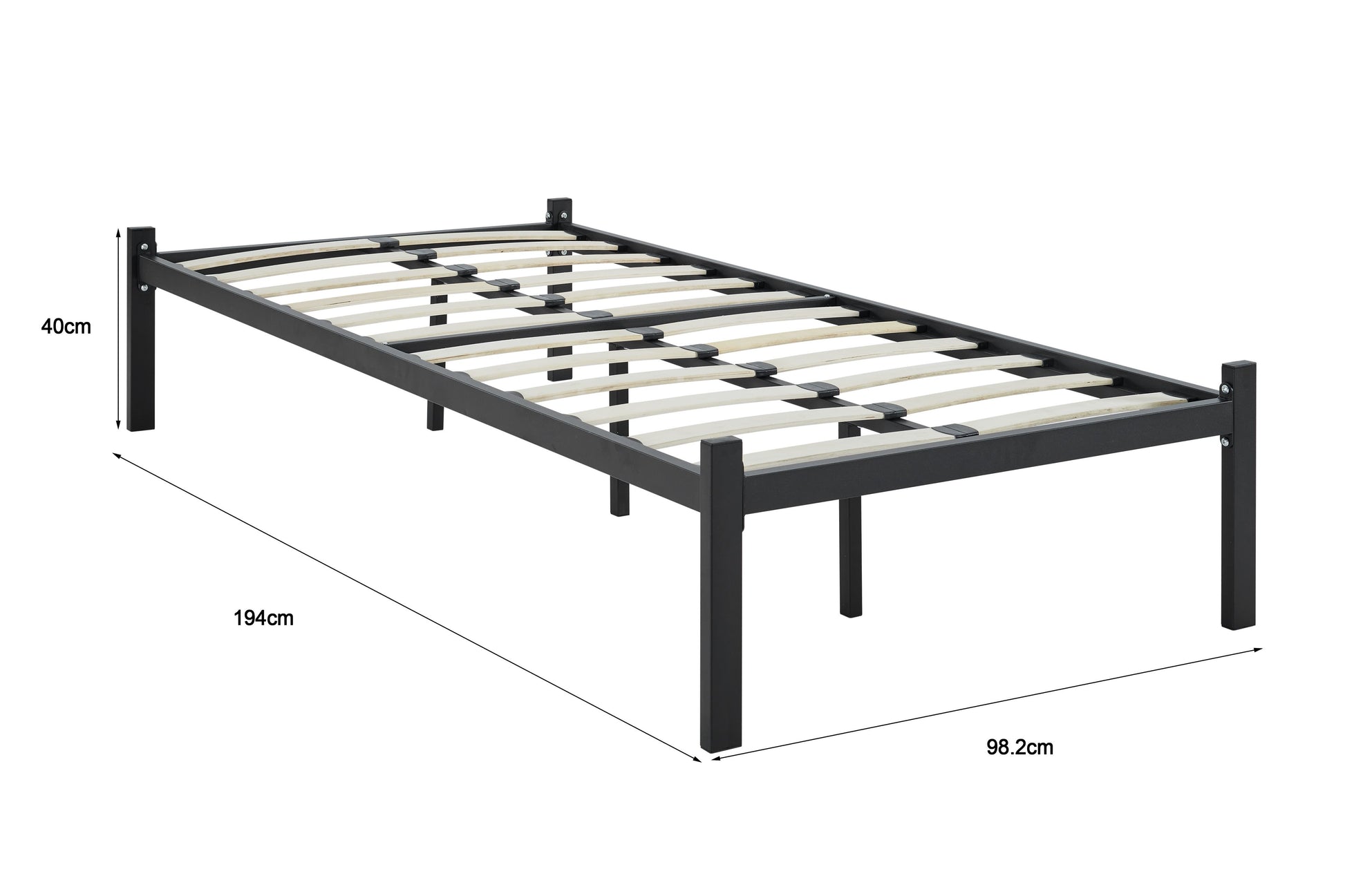 Ovela Hindmarsh Metal Bed  - Black, Single 