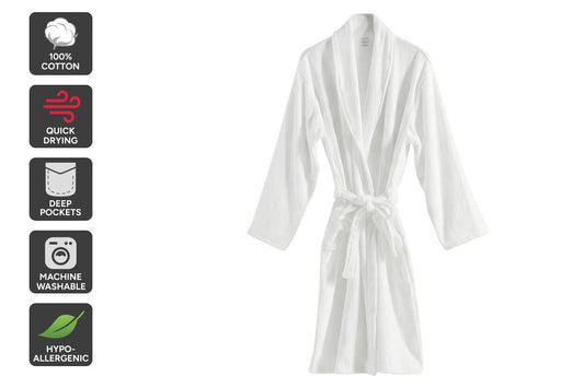 Ovela Hotel-Quality Terry Towelling Bath Robe (Size S/M, White)