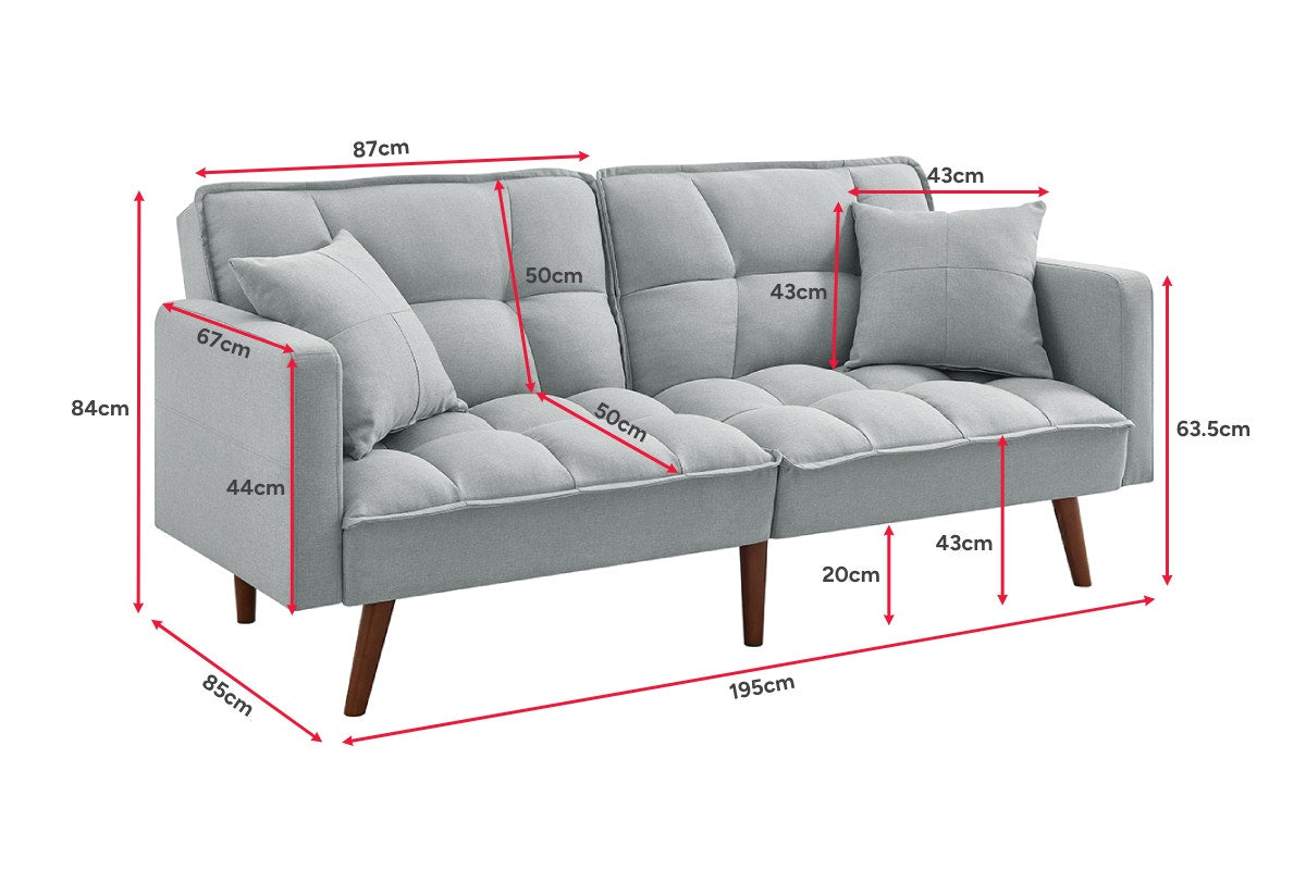 Ovela Idyll 3 Seater Sofa Bed (Light Grey)