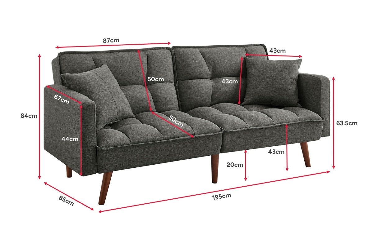 Ovela Idyll 3 Seater Sofa Bed (Dark Grey)