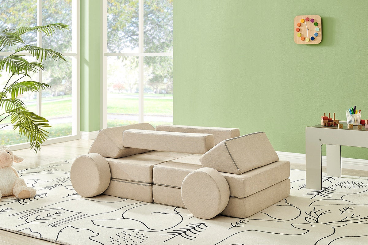 Ovela 14 Piece Modular Double Kids Play Sofa (Beach Beige)