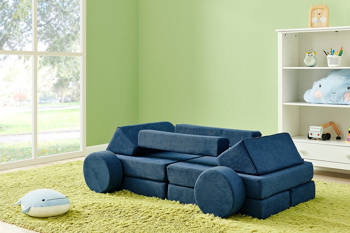 Ovela 14 Piece Modular Double Kids Play Sofa (Ocean Blue)