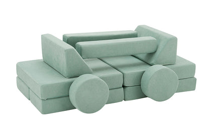 Ovela 14 Piece Modular Double Kids Play Sofa (Sage Green)