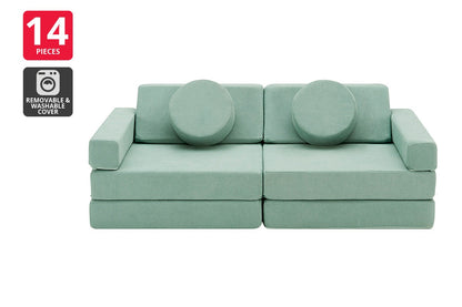 Ovela 14 Piece Modular Double Kids Play Sofa (Sage Green)