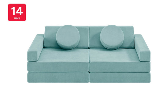 Ovela 14 Piece Modular Double Kids Play Sofa (Sage Green)