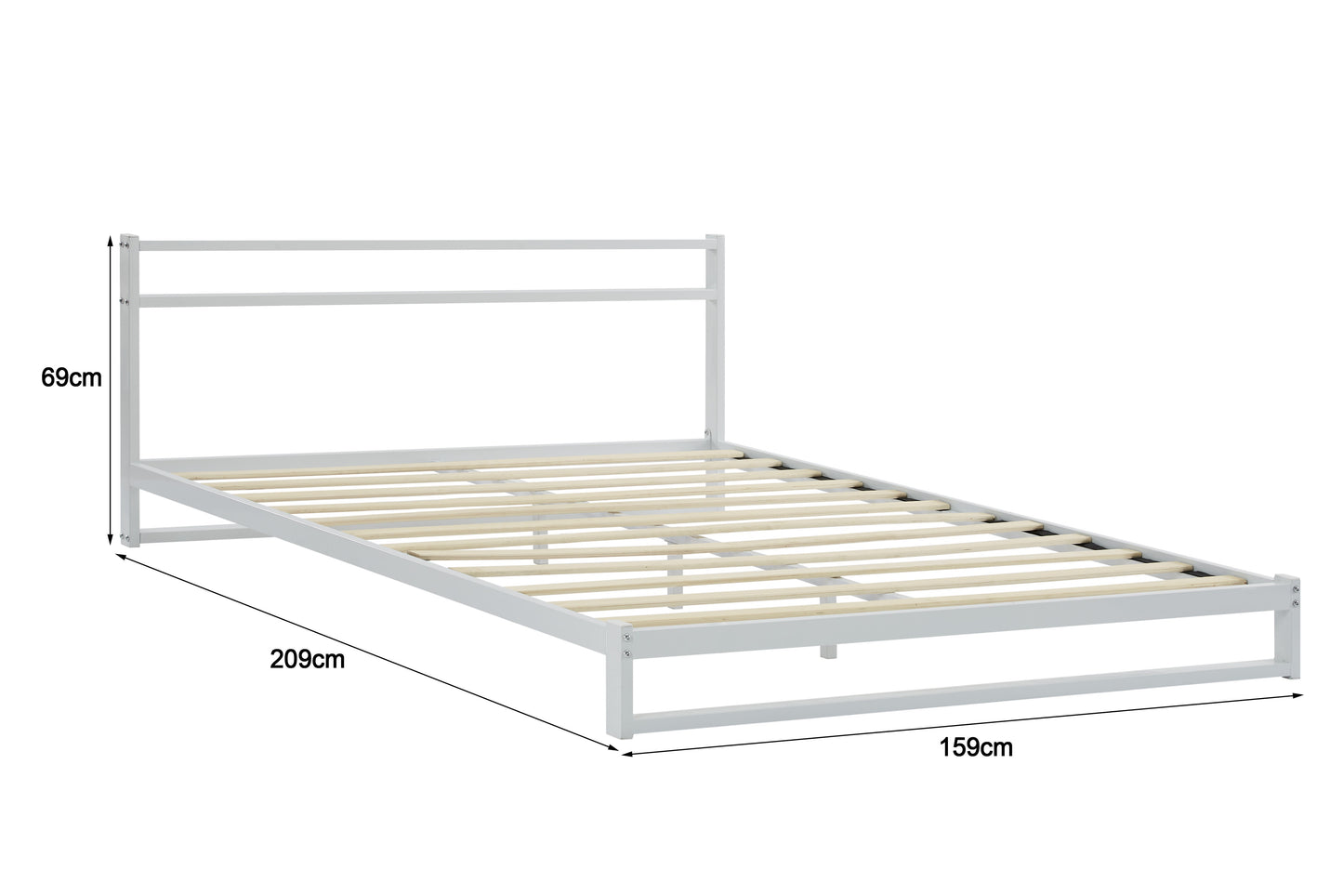 Ovela Michelle Metal Bed Frame (White, Queen)