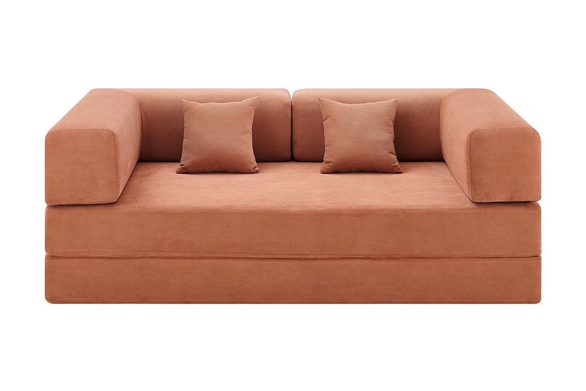 Ovela Mia 3 Seater Corduroy Compressed Sofa Bed (Clay Red)