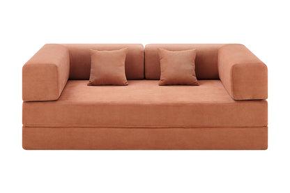Ovela Mia 3 Seater Corduroy Compressed Sofa Bed (Clay Red)