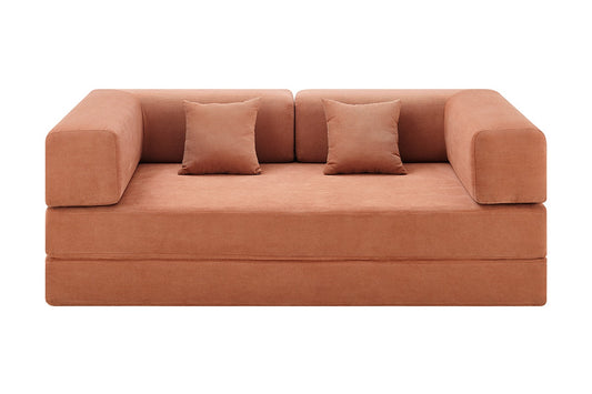 Ovela Mia 3 Seater Corduroy Compressed Sofa Bed (Clay Red)