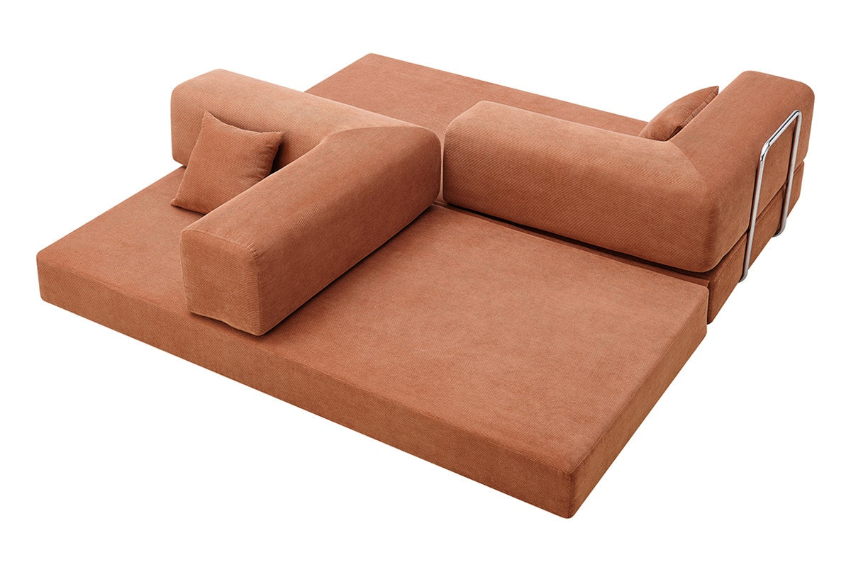Ovela Mia 3 Seater Corduroy Compressed Sofa Bed (Clay Red)