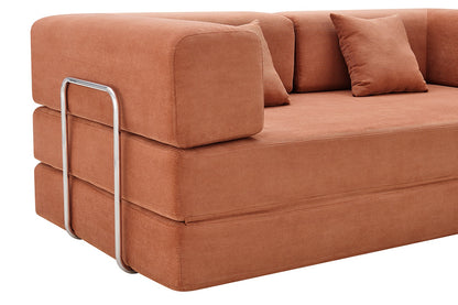 Ovela Mia 3 Seater Corduroy Compressed Sofa Bed (Clay Red)