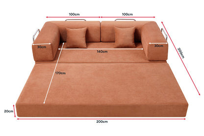 Ovela Mia 3 Seater Corduroy Compressed Sofa Bed (Clay Red)