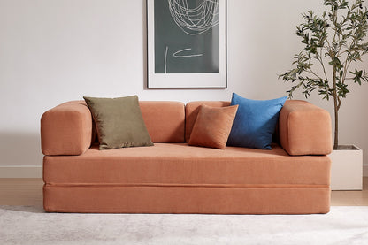 Ovela Mia 3 Seater Corduroy Compressed Sofa Bed (Clay Red)