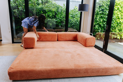 Ovela Mia 3 Seater Corduroy Compressed Sofa Bed (Clay Red)