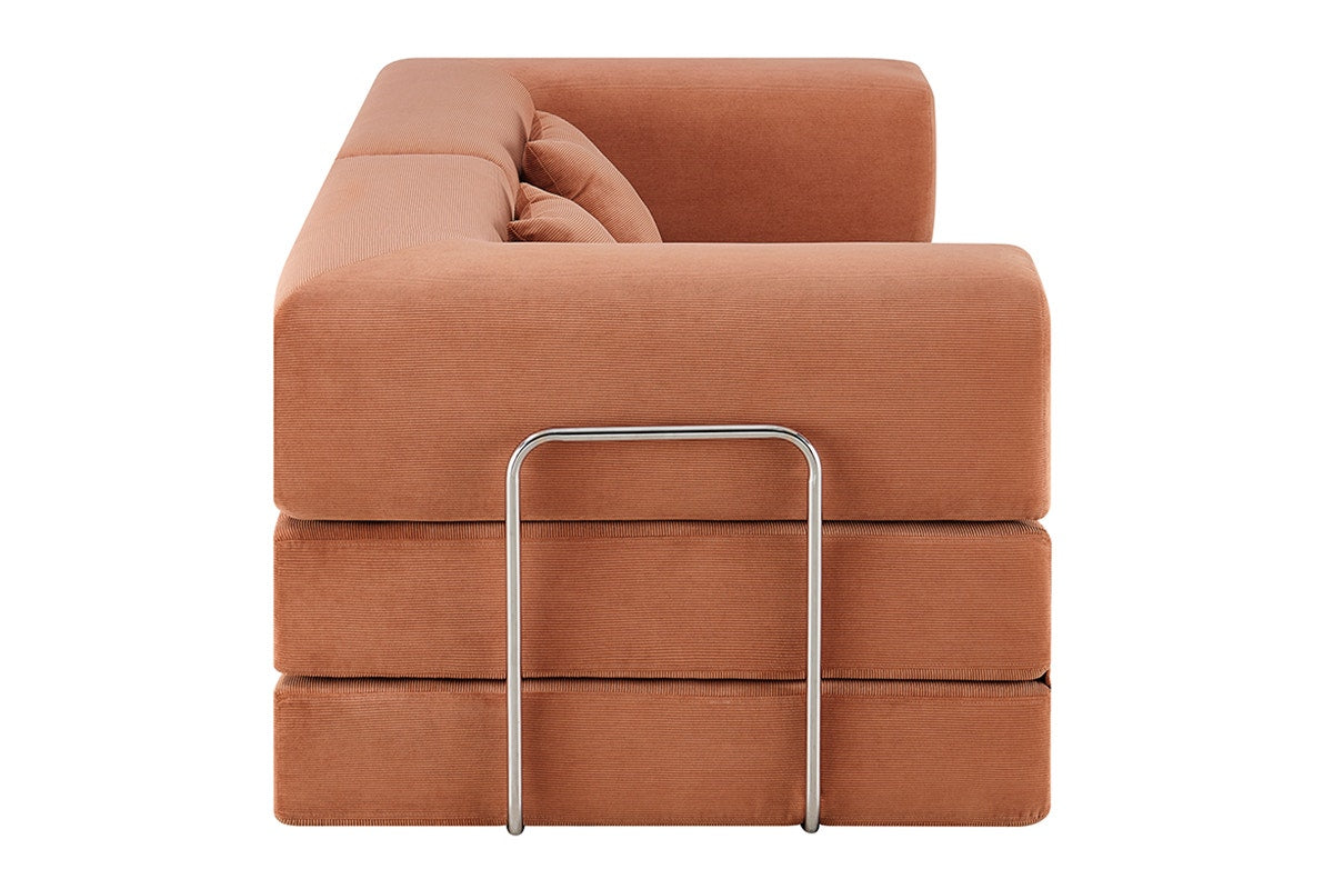 Ovela Mia 3 Seater Corduroy Compressed Sofa Bed (Clay Red)