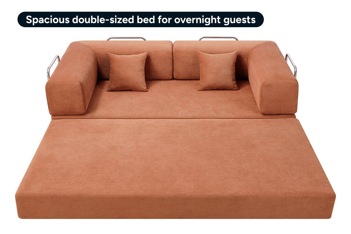 Ovela Mia 3 Seater Corduroy Compressed Sofa Bed (Clay Red)