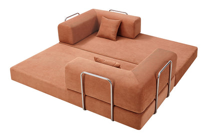 Ovela Mia 3 Seater Corduroy Compressed Sofa Bed (Clay Red)