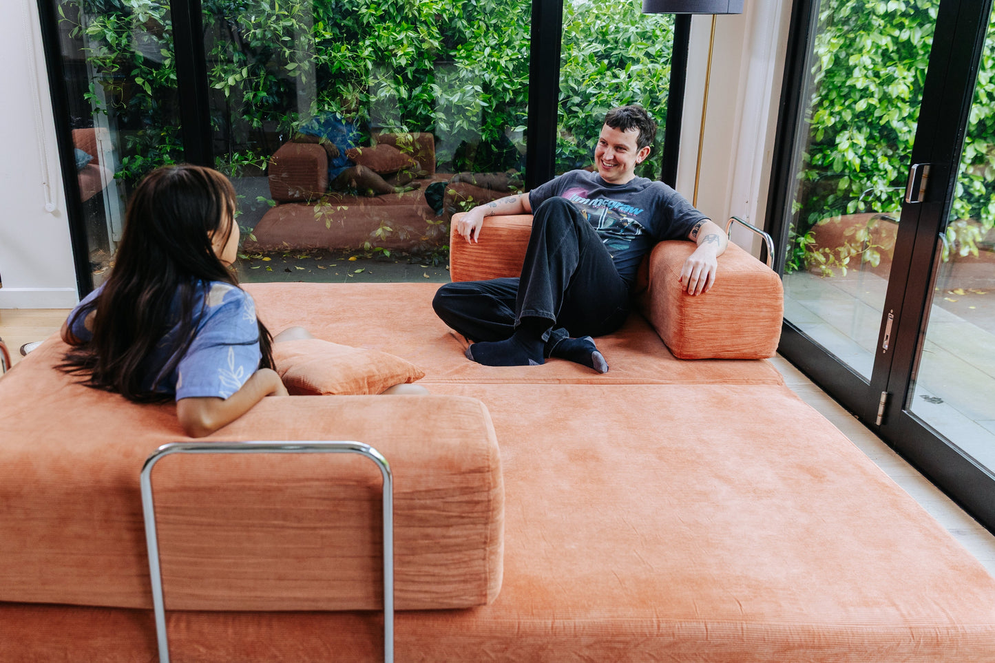 Ovela Mia 3 Seater Corduroy Compressed Sofa Bed (Clay Red)