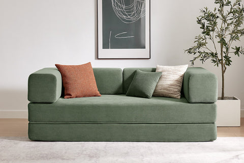 Ovela Mia 3 Seater Corduroy Compressed Sofa Bed (Green) - Auzzistore