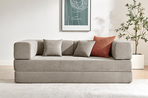 Ovela Mia 3 Seater Corduroy Compressed Sofa Bed (Sand) - Auzzistore