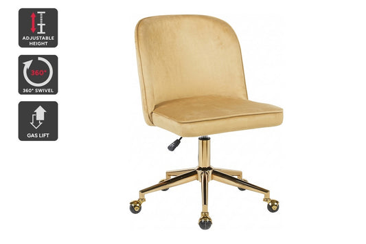 Ovela Monty Velvet Office Chair (Mustard)