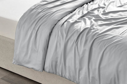 Ovela 100% Natural Bamboo Quilt Cover Set (Light Grey, Queen)