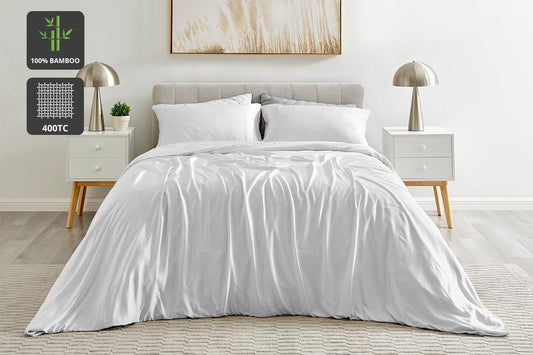 Ovela 100% Natural Bamboo Quilt Cover Set (White, King)