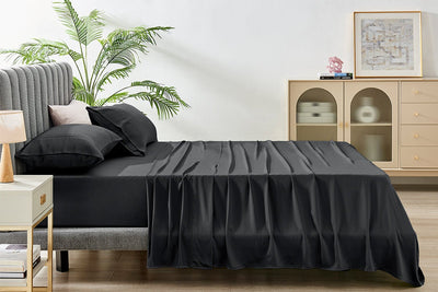 Ovela Bamboo Bed Sheet Set Charcoal King 100% Natural