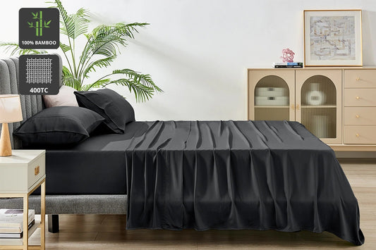 Ovela 100% Natural Bamboo Bed Sheet Set (Charcoal, King)