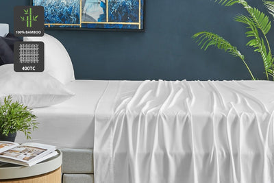 Ovela Bamboo Bed Sheet Set White Double 100% Natural