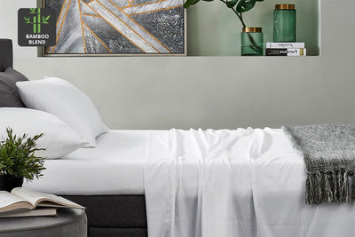 Ovela Bamboo Bed Sheet Set White King Single 100% Natural