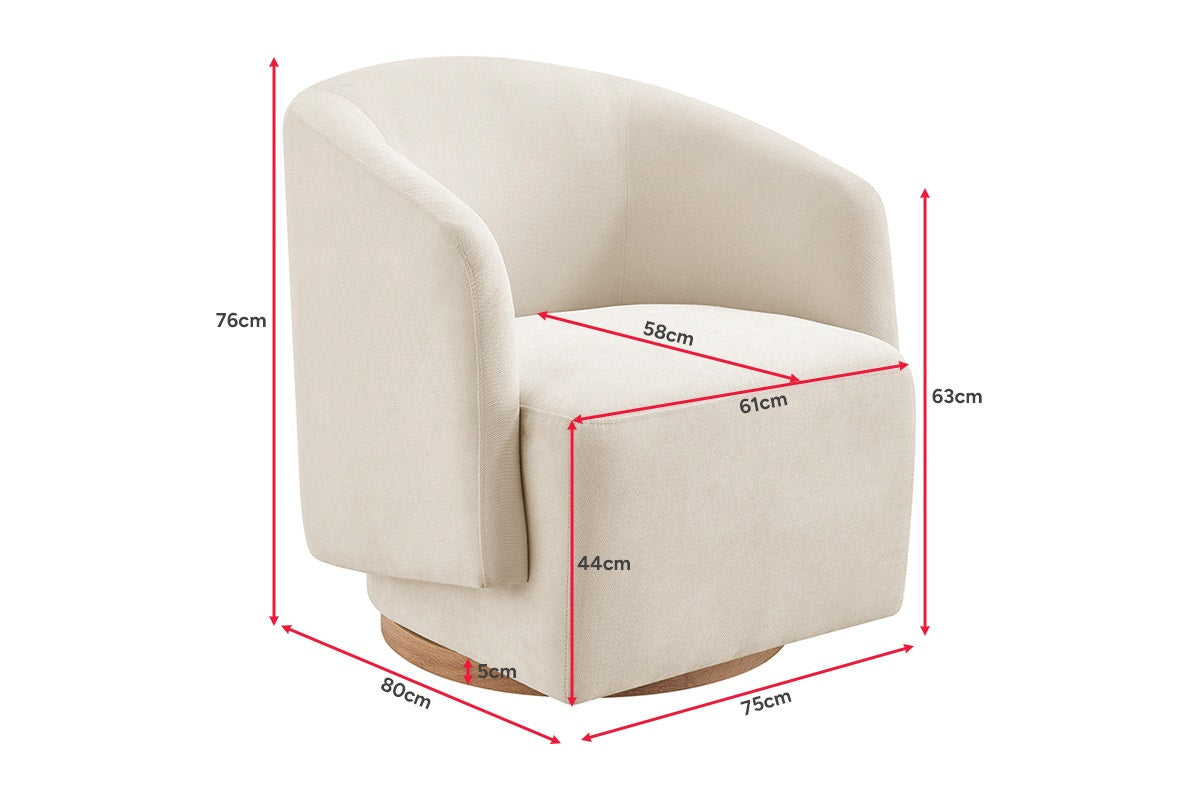 Ovela Nova Swivel Armchair (Cream)