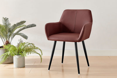 Set of 2 Ovela Paige Faux Leather Dining Chairs - Tan, PU