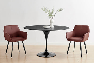 Set of 2 Ovela Paige Faux Leather Dining Chairs - Tan, PU
