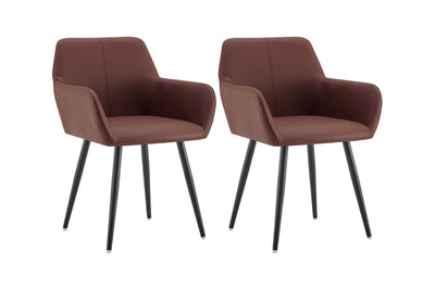 Set of 2 Ovela Paige Faux Leather Dining Chairs - Tan, PU