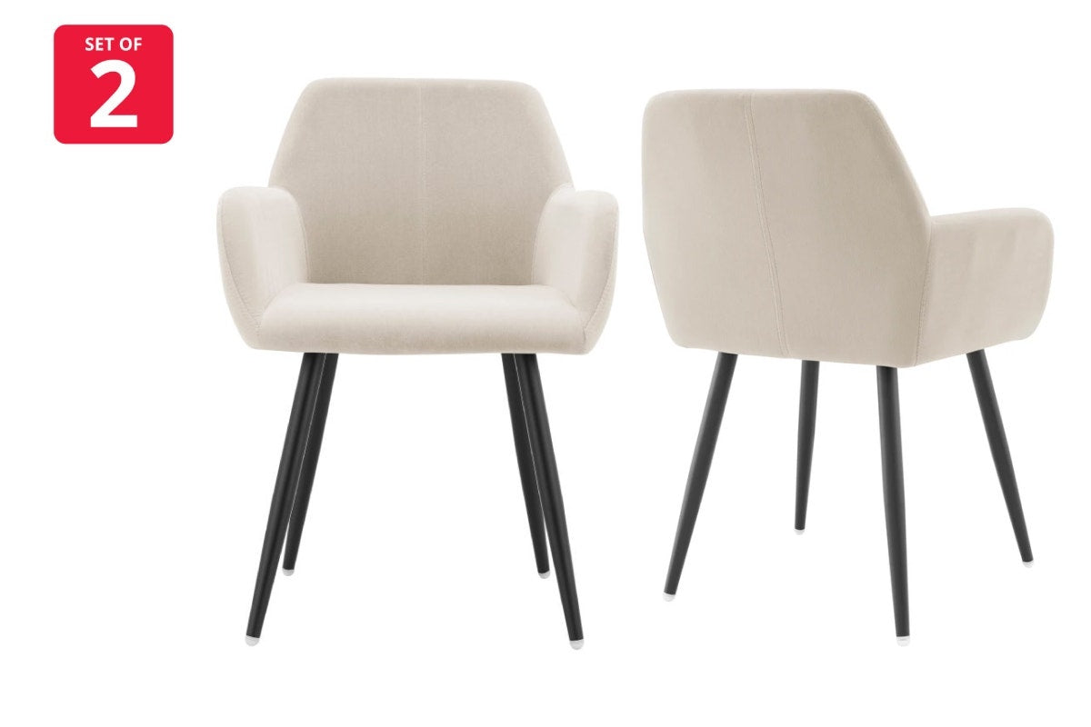 Set of 2 Ovela Paige Velvet Dining Chairs (Beige)