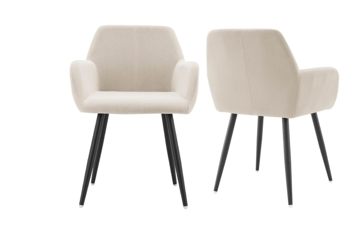 Set of 2 Ovela Paige Velvet Dining Chairs (Beige)