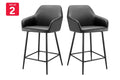 Ovela Set of 2 Paige Faux Leather Bar Stools - Black PU/Black