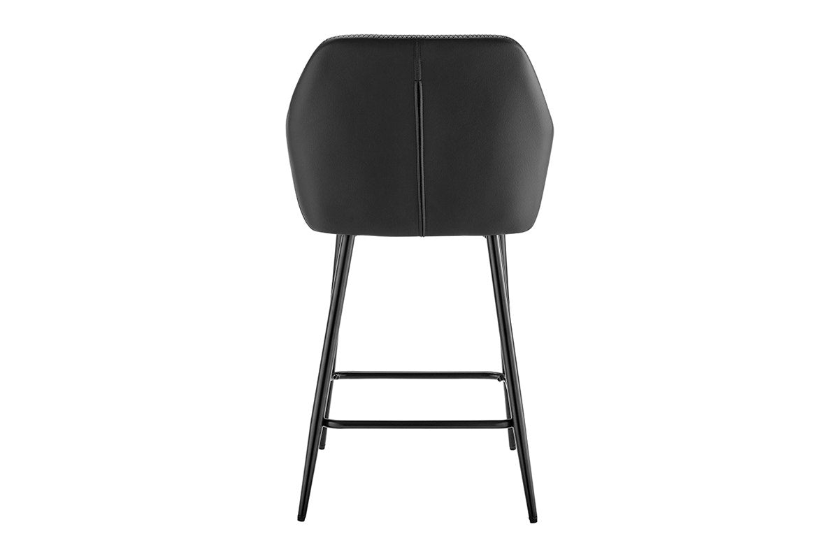 Ovela Set of 2 Paige Faux Leather Bar Stools (Black PU/Black)