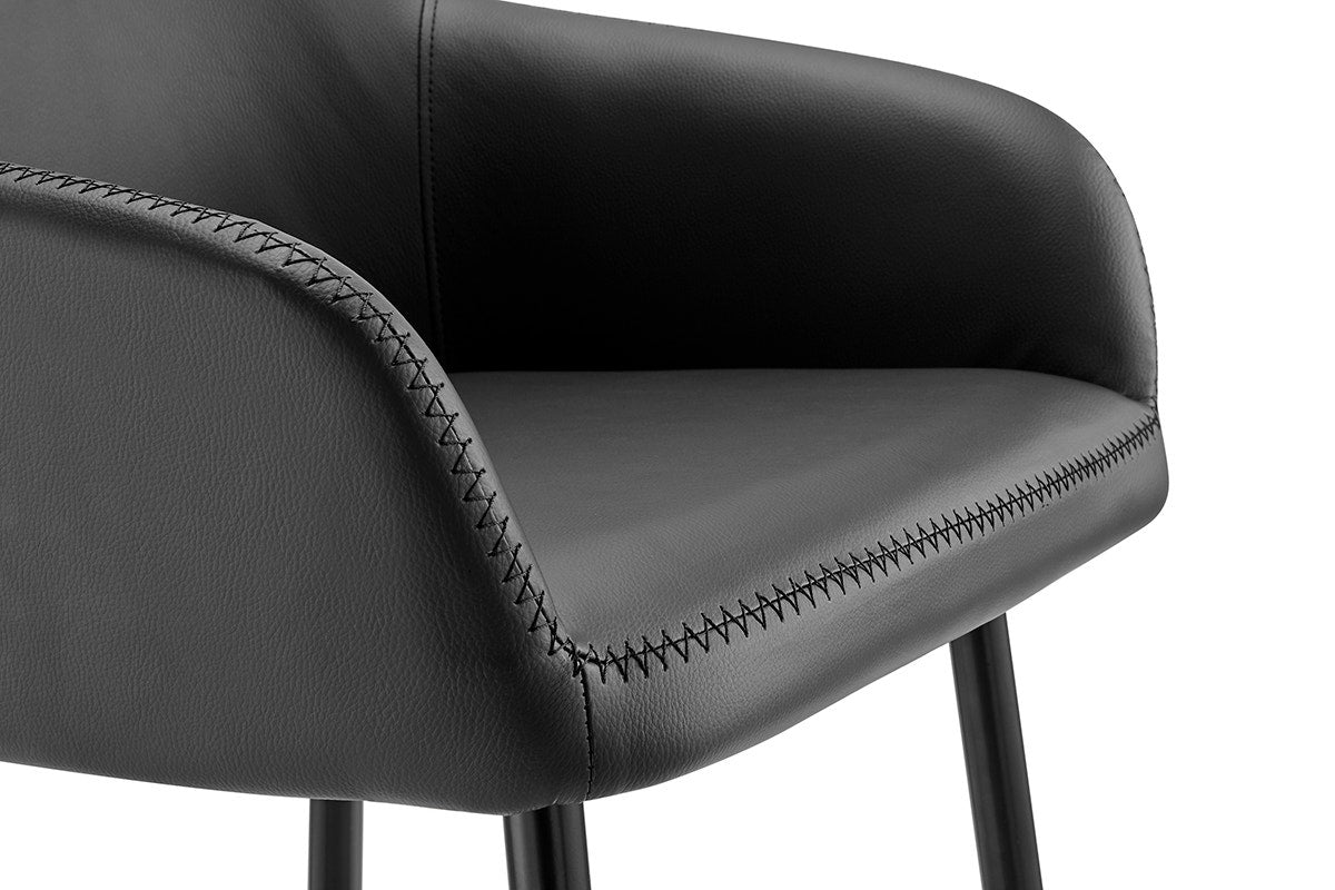 Ovela Set of 2 Paige Faux Leather Bar Stools (Black PU/Black)