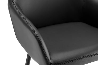 Ovela Set of 2 Paige Faux Leather Bar Stools (Black PU/Black)
