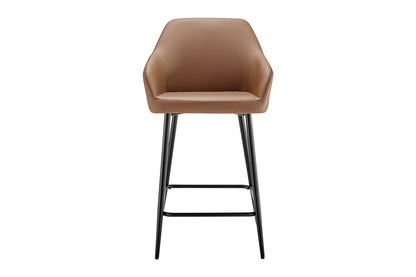 Ovela Set of 2 Paige Faux Leather Bar Stools (Tan PU/Black)