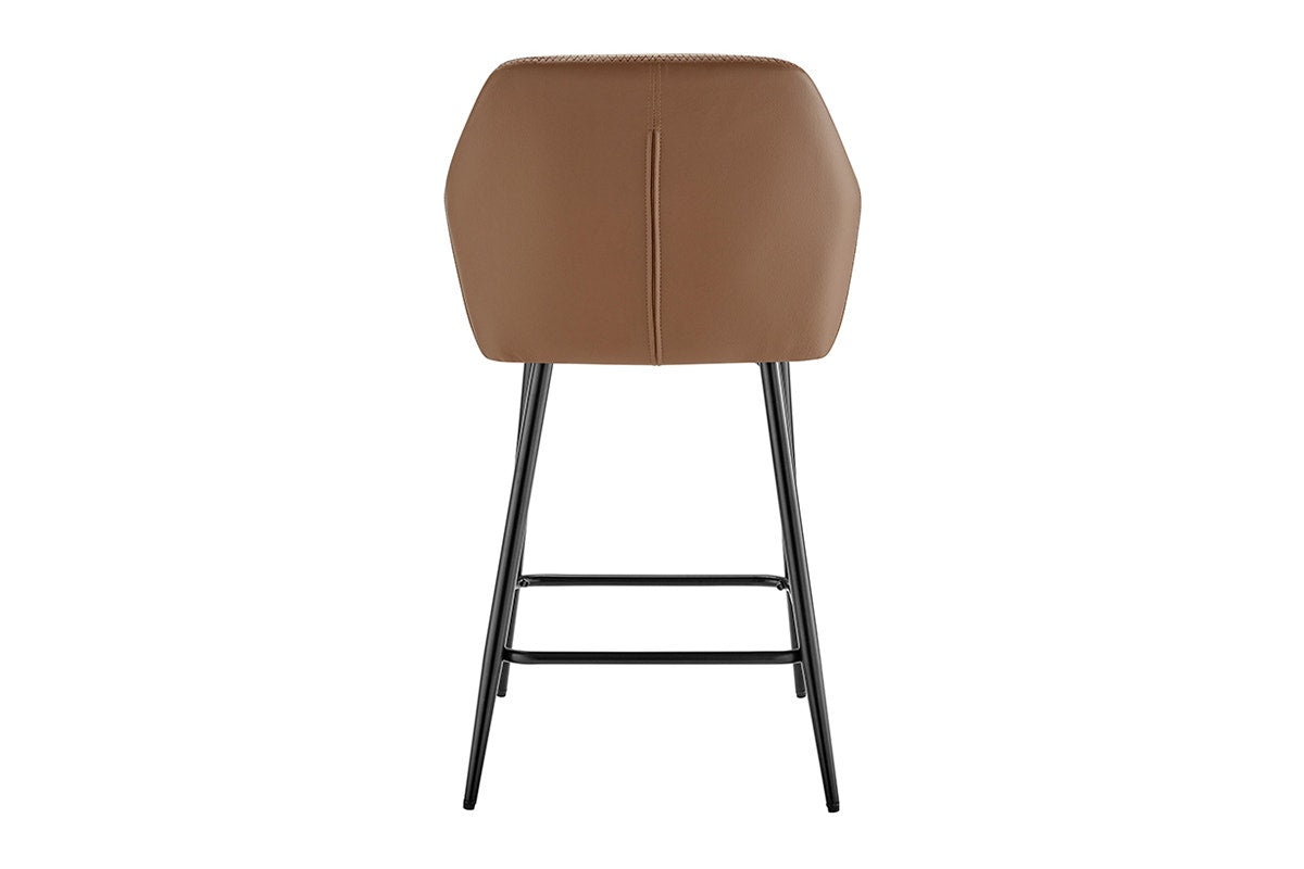 Ovela Set of 2 Paige Faux Leather Bar Stools (Tan PU/Black)