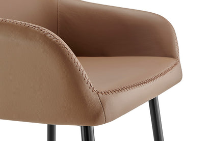 Ovela Set of 2 Paige Faux Leather Bar Stools (Tan PU/Black)